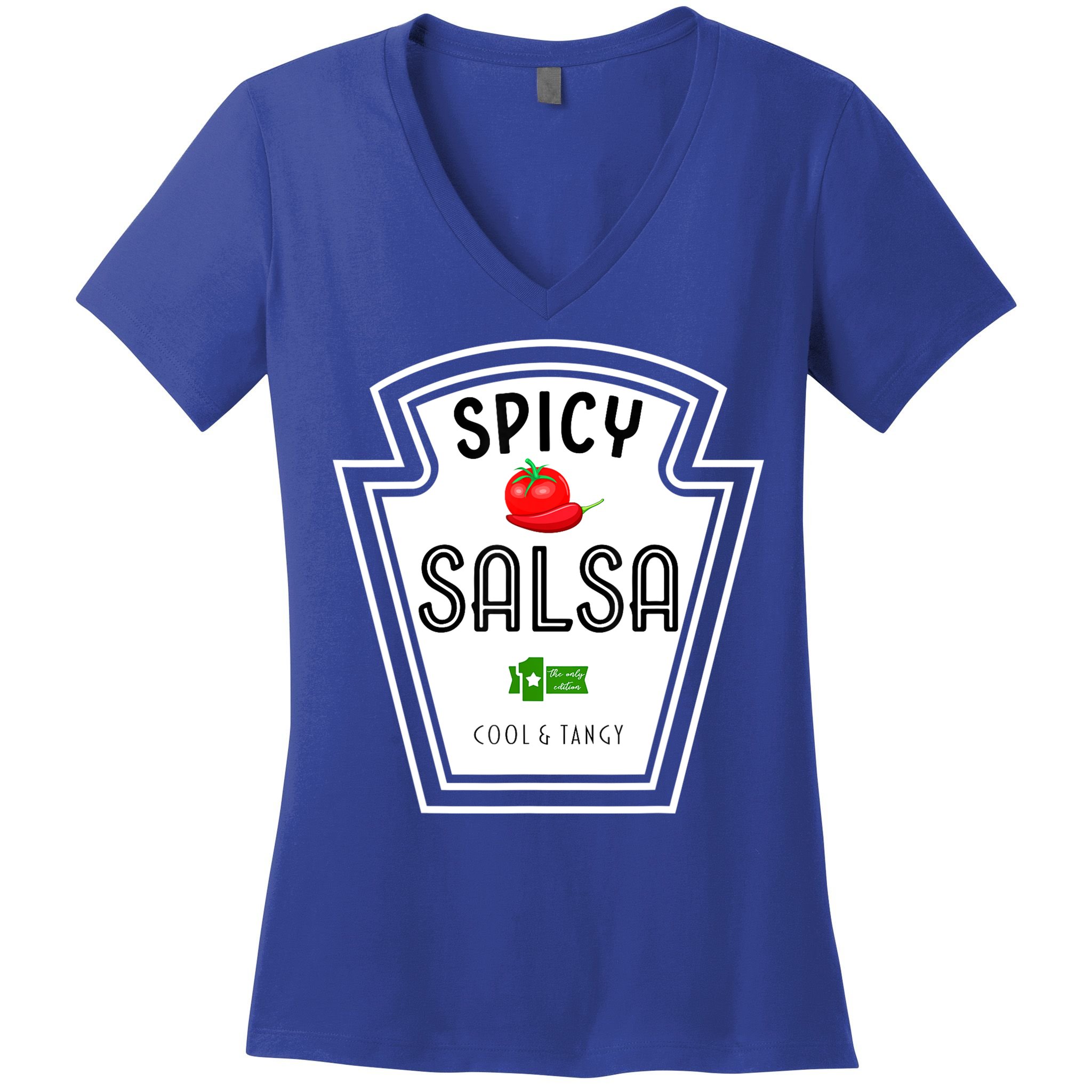 Funny Group Condiment Team Halloween Costume Spicy Salsa Women's V-Neck T-Shirt