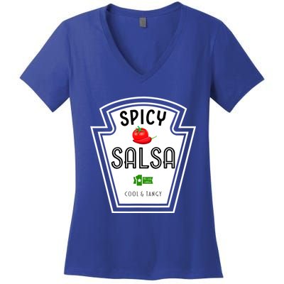 Funny Group Condiment Team Halloween Costume Spicy Salsa Women's V-Neck T-Shirt