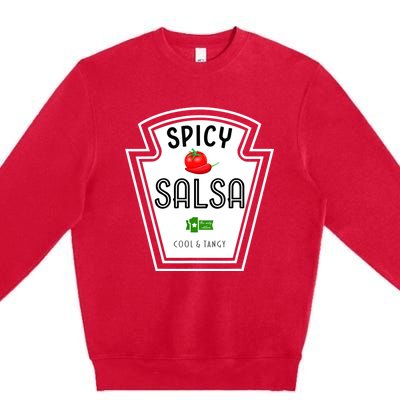 Funny Group Condiment Team Halloween Costume Spicy Salsa Premium Crewneck Sweatshirt