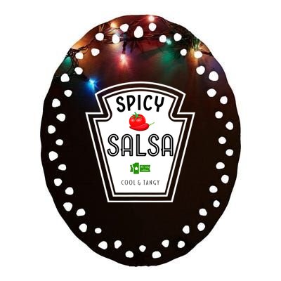 Funny Group Condiment Team Halloween Costume Spicy Salsa Ceramic Oval Ornament