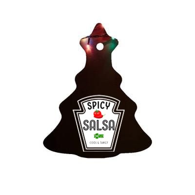 Funny Group Condiment Team Halloween Costume Spicy Salsa Ceramic Tree Ornament