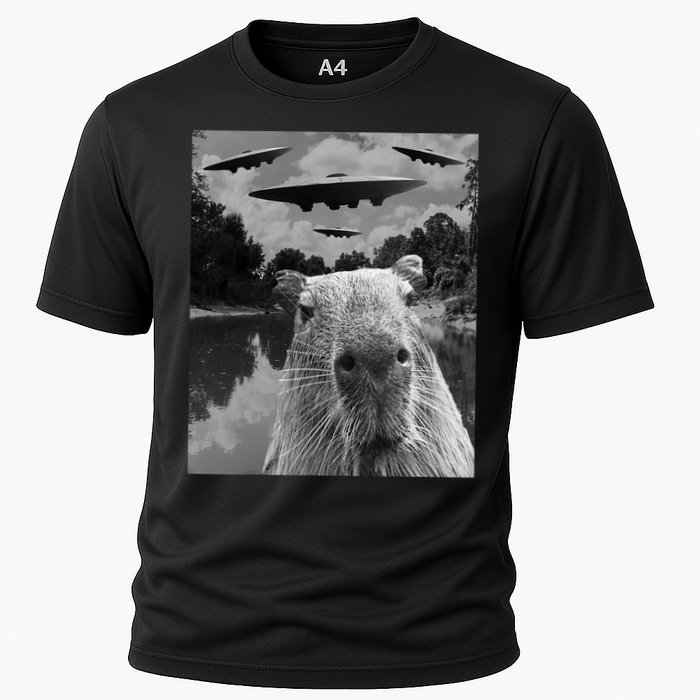 Funny Graphic Capybara Selfie With Ufos Weird Performance Shirt
