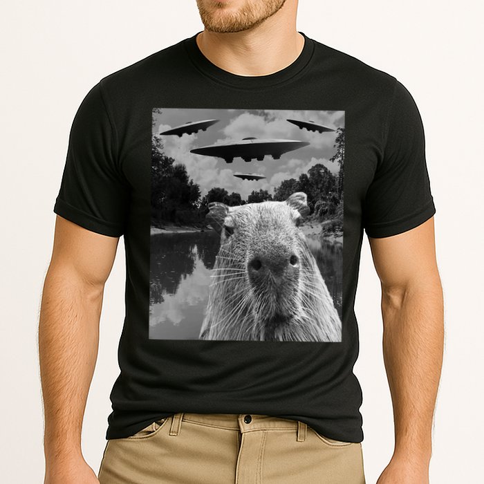 Funny Graphic Capybara Selfie With Ufos Weird Performance Shirt