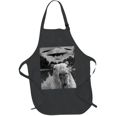 Funny Graphic Capybara Selfie With Ufos Weird Apron