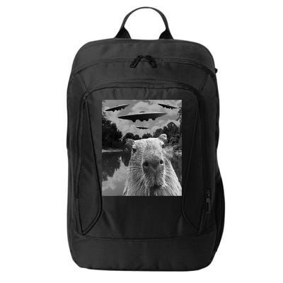 Funny Graphic Capybara Selfie With Ufos Weird City Backpack
