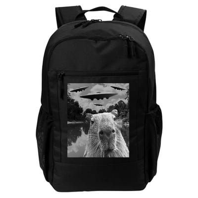 Funny Graphic Capybara Selfie With Ufos Weird Daily Commute Backpack