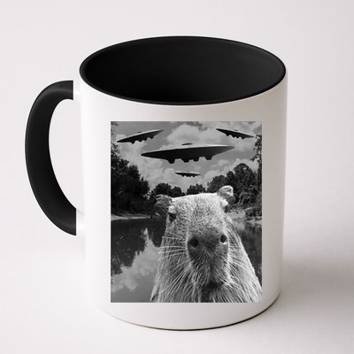 Funny Graphic Capybara Selfie With Ufos Weird Mug