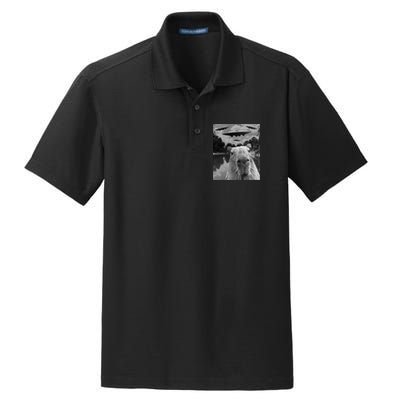 Funny Graphic Capybara Selfie With Ufos Weird Dry Zone Grid Polo
