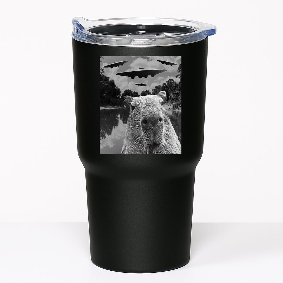 Funny Graphic Capybara Selfie With Ufos Weird Tumbler