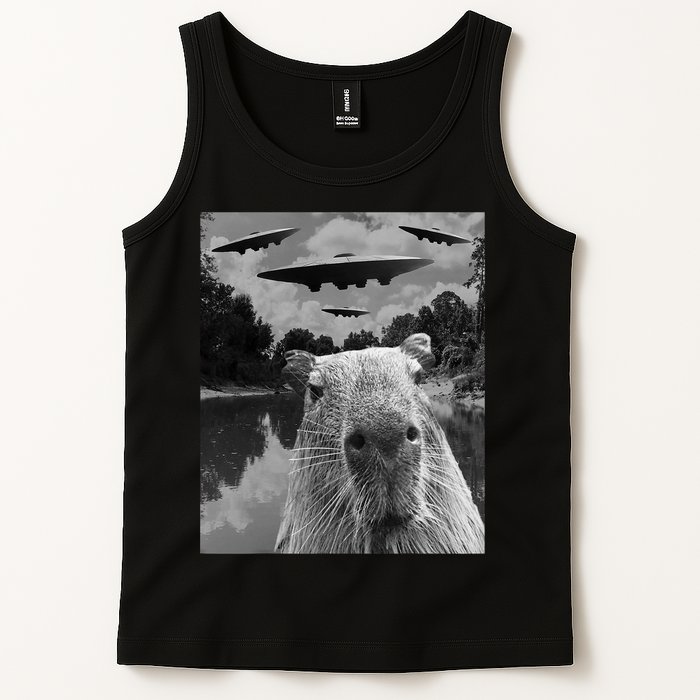 Funny Graphic Capybara Selfie With Ufos Weird Tank Top