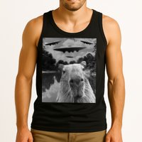 Funny Graphic Capybara Selfie With Ufos Weird Tank Top