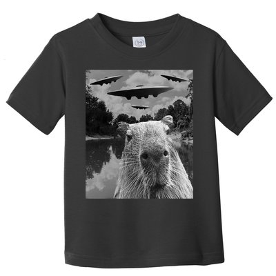 Funny Graphic Capybara Selfie With Ufos Weird Toddler T-Shirt