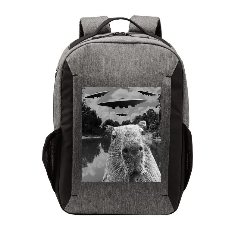 Funny Graphic Capybara Selfie With Ufos Weird Vector Backpack