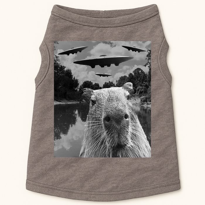 Funny Graphic Capybara Selfie With Ufos Weird Doggie Tank