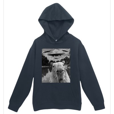 Funny Graphic Capybara Selfie With Ufos Weird Urban Pullover Hoodie