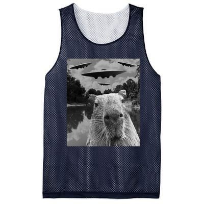 Funny Graphic Capybara Selfie With Ufos Weird Mesh Reversible Basketball Jersey Tank