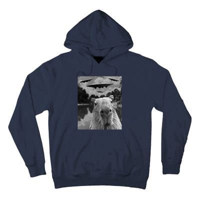 Funny Graphic Capybara Selfie With Ufos Weird Tall Hoodie