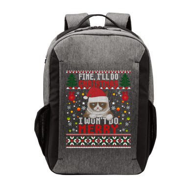 Funny Grumpy Christmas Cat Pun Joke Ugly Xmas Sweater Funny Gift Vector Backpack