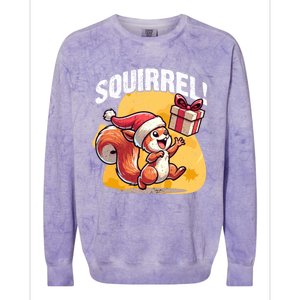 Funny Gift Christmas Santa Hat Funny Squirrel Lover Xmas Gift Colorblast Crewneck Sweatshirt