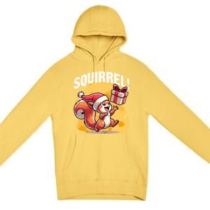 Funny Gift Christmas Santa Hat Funny Squirrel Lover Xmas Gift Premium Pullover Hoodie