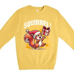 Funny Gift Christmas Santa Hat Funny Squirrel Lover Xmas Gift Premium Crewneck Sweatshirt