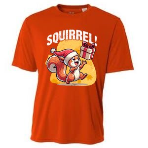 Funny Gift Christmas Santa Hat Funny Squirrel Lover Xmas Gift Cooling Performance Crew T-Shirt