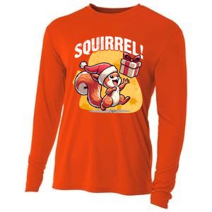 Funny Gift Christmas Santa Hat Funny Squirrel Lover Xmas Gift Cooling Performance Long Sleeve Crew