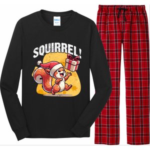 Funny Gift Christmas Santa Hat Funny Squirrel Lover Xmas Gift Long Sleeve Pajama Set