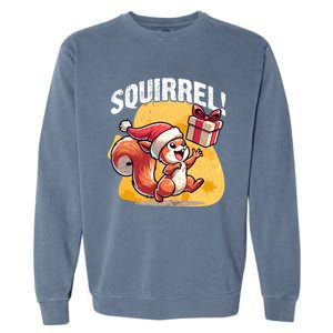 Funny Gift Christmas Santa Hat Funny Squirrel Lover Xmas Gift Garment-Dyed Sweatshirt