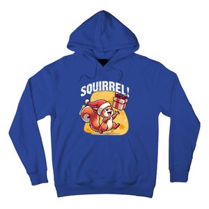 Funny Gift Christmas Santa Hat Funny Squirrel Lover Xmas Gift Hoodie