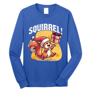 Funny Gift Christmas Santa Hat Funny Squirrel Lover Xmas Gift Long Sleeve Shirt