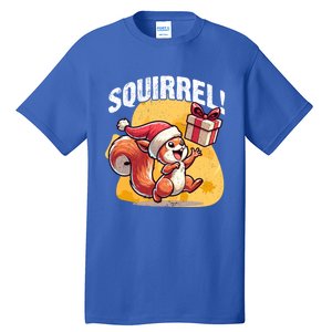 Funny Gift Christmas Santa Hat Funny Squirrel Lover Xmas Gift Tall T-Shirt