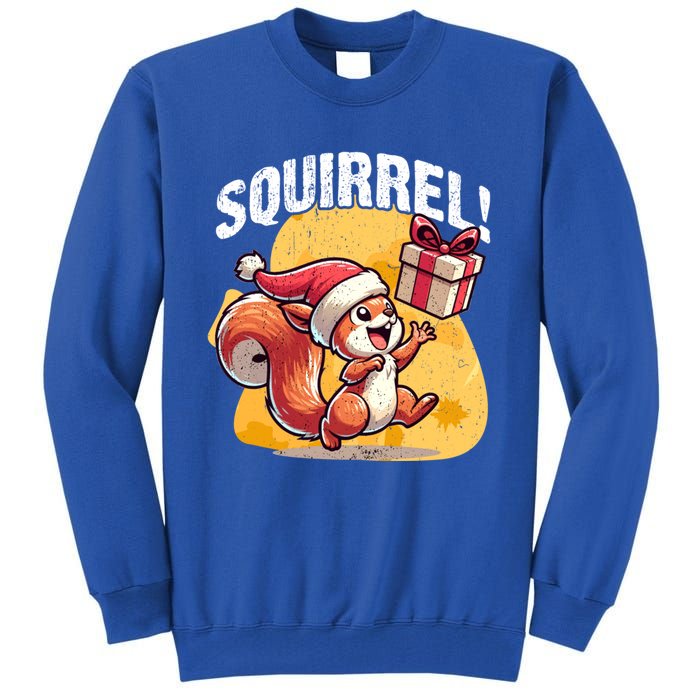 Funny Gift Christmas Santa Hat Funny Squirrel Lover Xmas Gift Tall Sweatshirt