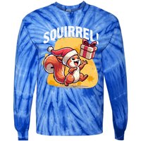 Funny Gift Christmas Santa Hat Funny Squirrel Lover Xmas Gift Tie-Dye Long Sleeve Shirt