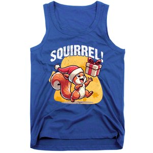 Funny Gift Christmas Santa Hat Funny Squirrel Lover Xmas Gift Tank Top