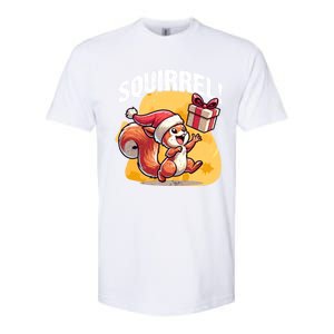 Funny Gift Christmas Santa Hat Funny Squirrel Lover Xmas Gift Softstyle CVC T-Shirt