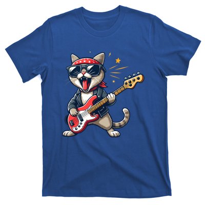 Funny Guitar Cat Graphic Guitar Lovers Cat Playing Bass Meaningful Gift T-Shirt