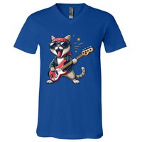 Funny Guitar Cat Graphic Guitar Lovers Cat Playing Bass Meaningful Gift V-Neck T-Shirt