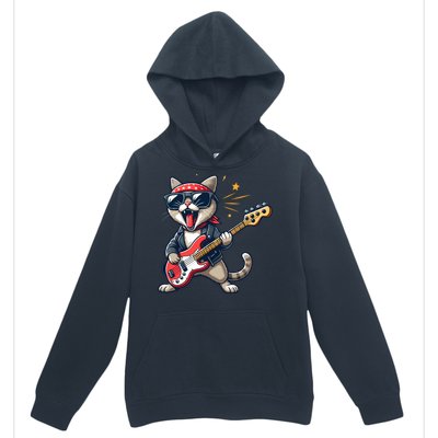 Funny Guitar Cat Graphic Guitar Lovers Cat Playing Bass Meaningful Gift Urban Pullover Hoodie