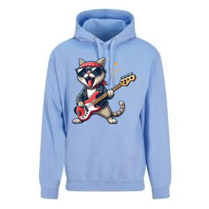 Funny Guitar Cat Graphic Guitar Lovers Cat Playing Bass Meaningful Gift Unisex Surf Hoodie