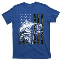 Fishing Gift Camouflage American Flag Fisher T-Shirt