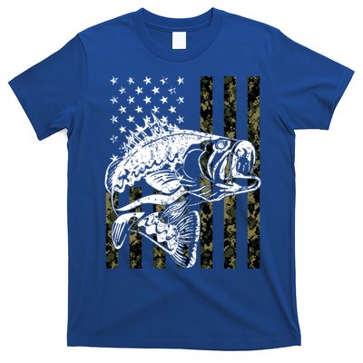 Fishing Gift Camouflage American Flag Fisher T-Shirt