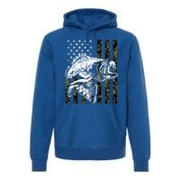 Fishing Gift Camouflage American Flag Fisher Premium Hoodie