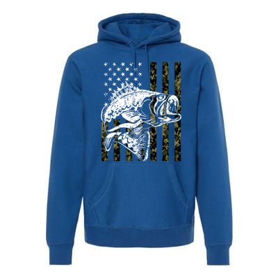 Fishing Gift Camouflage American Flag Fisher Premium Hoodie