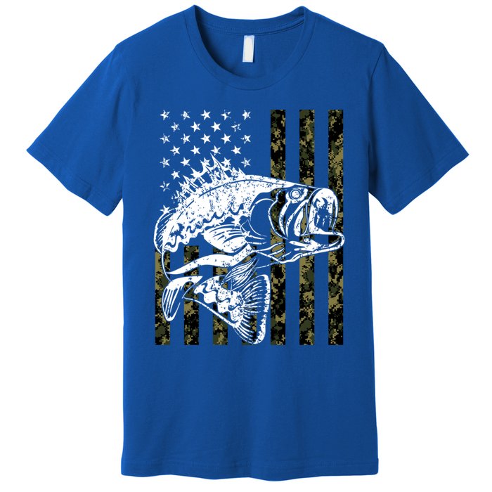 Fishing Gift Camouflage American Flag Fisher Premium T-Shirt