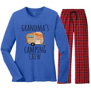 Funny Grandmas Camping Crew Holiday At Grandmas Camper Gift Women's Long Sleeve Flannel Pajama Set 