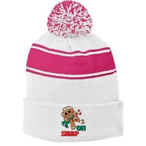 Funny Gingerbread Christmas Ornament Stripe Pom Pom Beanie