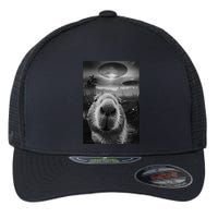 Funny Graphic Capybara Selfie With Ufos Weird Flexfit Unipanel Trucker Cap