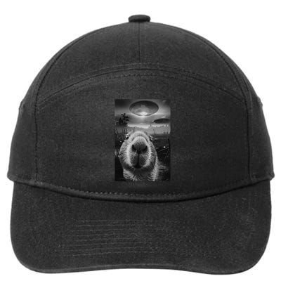 Funny Graphic Capybara Selfie With Ufos Weird 7-Panel Snapback Hat