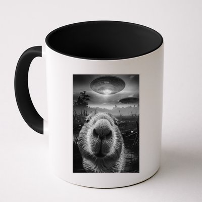 Funny Graphic Capybara Selfie With Ufos Weird Mug